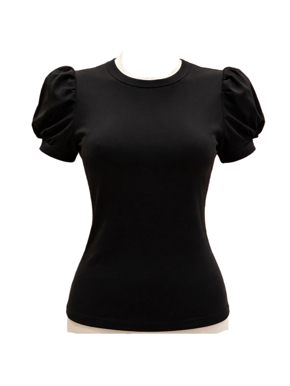 Choosy Puff Sleeve Top Black Fitted Stretch XS NWT MSRP $60